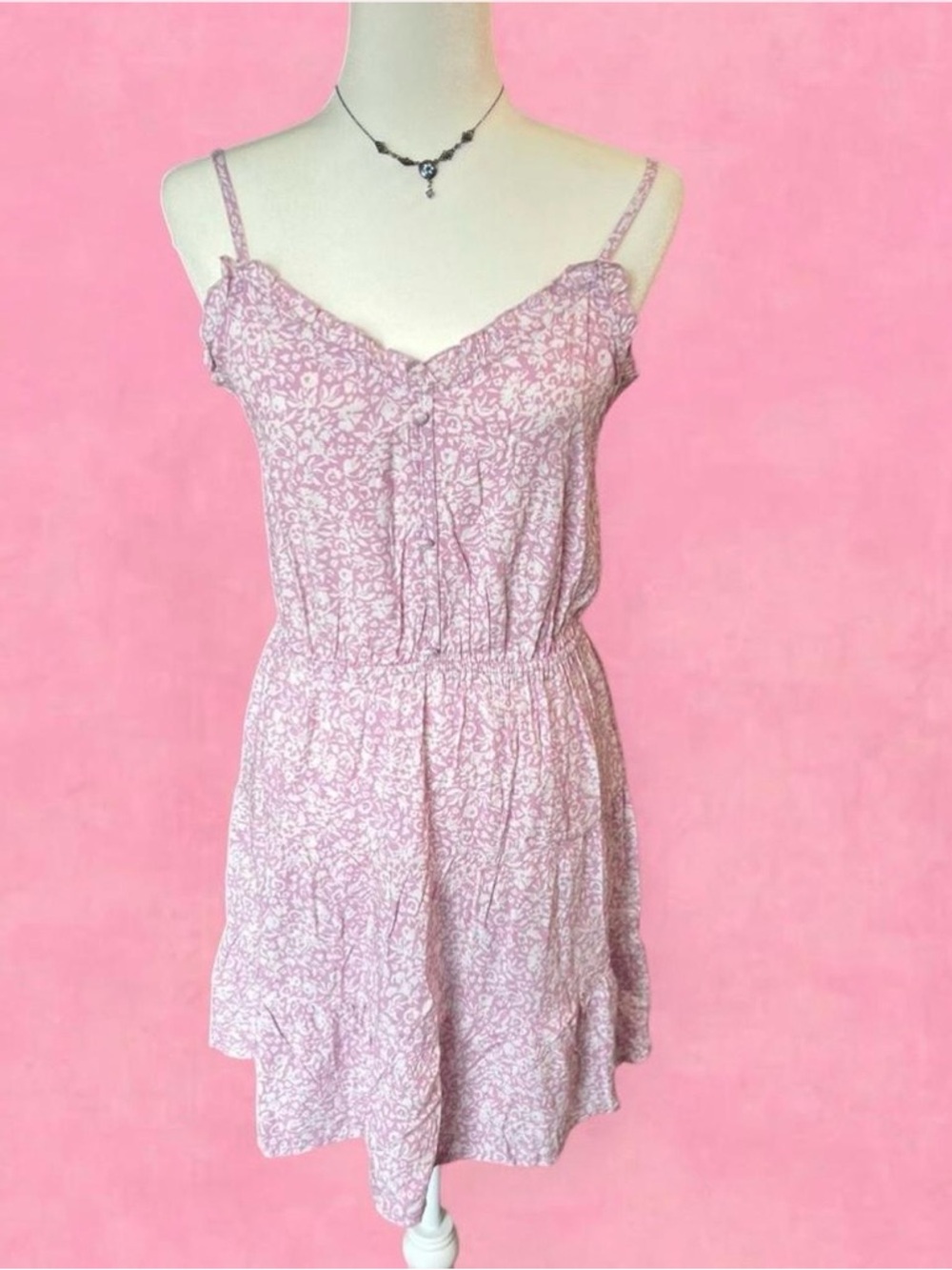 Mimi Chica Pink Floral Spaghetti Strap Mini Dress